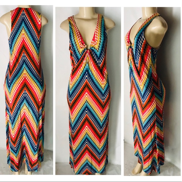 Trina Turk Verbana Chevron Colorful Maxi Dress - Picture 2 of 4